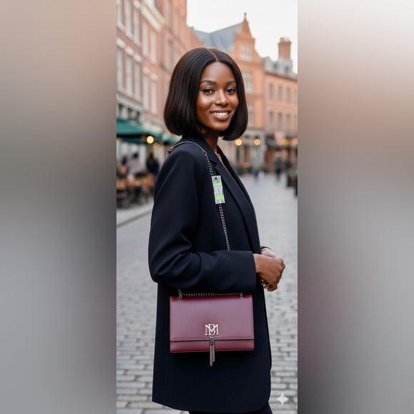 Badgley Mischka Handbags - Badgley Mischka Monogram Tassel Crossbody - Wine Burgundy Red NWT